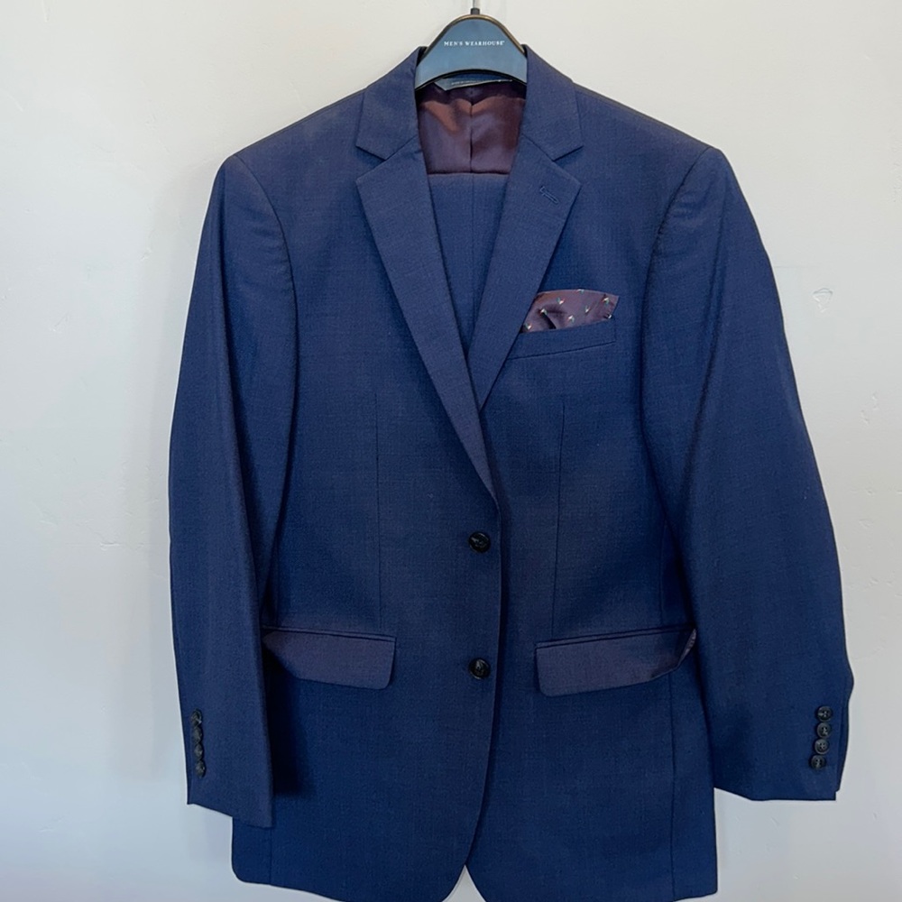 Solid Blue Suit - Perry Ellis - 38R - Slim Fit - Worn Once